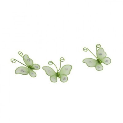 Papillons dcoration mariage  - 12 mini papillons vert anis Dcoration de table  : illustration