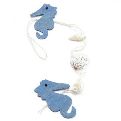 ARCHIVES  - Guirlande mer Hippocampes turquoise et Coquillages : illustration