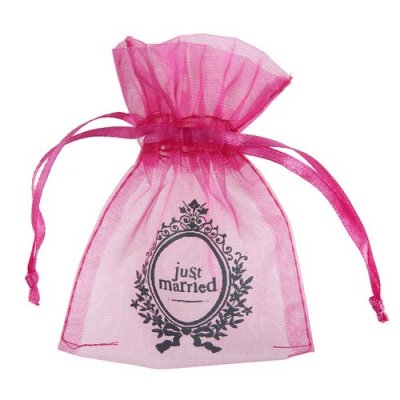Mariage thme Just Married  - Sachet  drages organdi fuchsia thme Just Married ... : illustration
