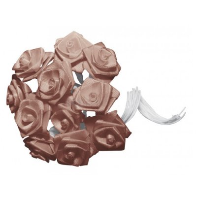 Décoration de Table Mariage  - 24 Fleurs Mini Rose Ourlée Chocolat  : illustration