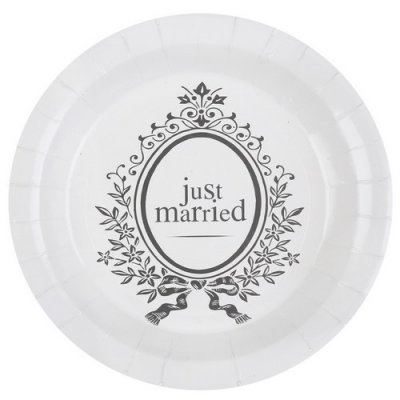 Dcoration de Table Mariage  - Assiettes jetables thme Just Married : illustration