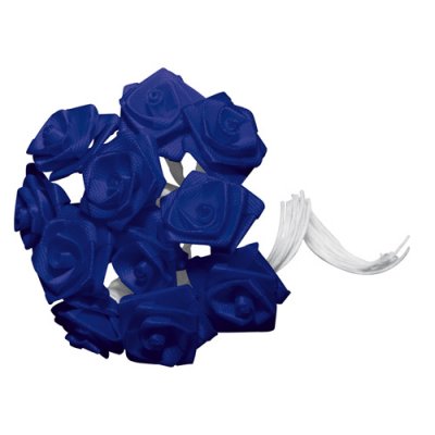 Décoration de Table Mariage  - 24 Fleurs Mini Roses Bleu Marine : illustration