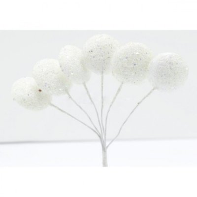 Dcoration de Table  - Bouquet de 6 sphres ivoire pailletes sur tige: Dco ... : illustration