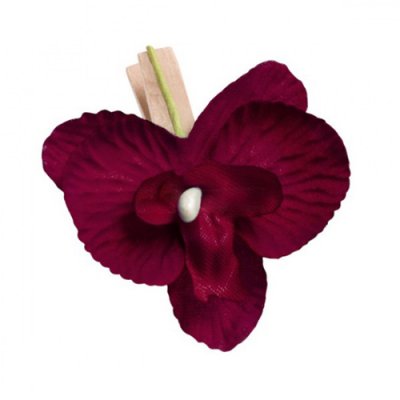 Décoration de Table Mariage  - 8 orchidées Bordeaux sur clip naturel Déco de table : illustration
