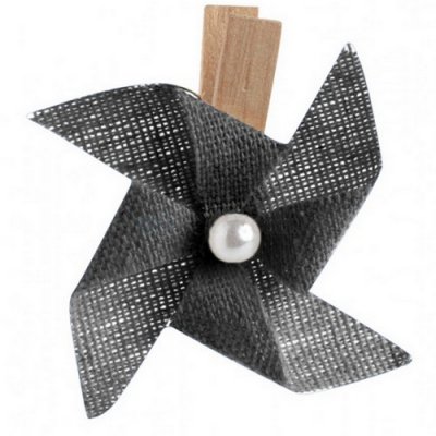 Dcoration de Table Mariage  - Moulin  vent noir sur pince (x6) : illustration