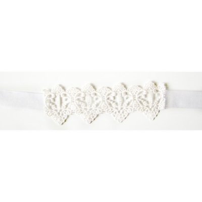 Rond de serviette mariage  - 2 liens de serviette blancs, effet jarretire en dentelle  : illustration
