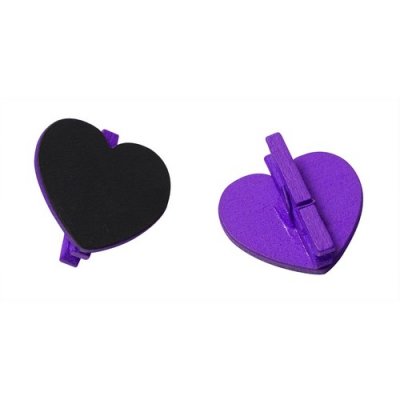 Décoration de Table Mariage  - 12 marque-places ardoise coeur sur pince violet / ... : illustration