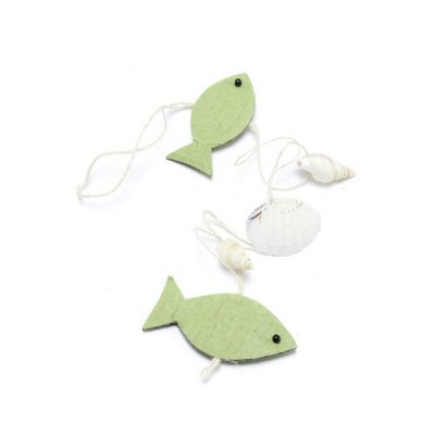 Dcoration de Salle de Mariage  - Guirlande Mer poissons vert anis et coquillages : illustration