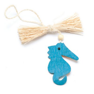Dcoration de Table Mariage  - 6 hippocampes turquoise avec raphia et attache : illustration
