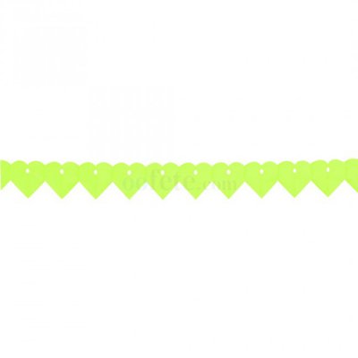 ARCHIVES  - Guirlande coeurs vert anis de 3 m en papier ignifugé  : illustration