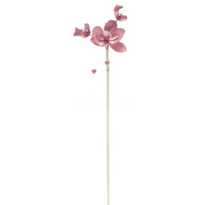 ARCHIVES  - 4 orchidées et perles rose sur pique 25 cm déco mariage : illustration