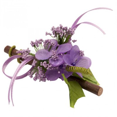 Décoration de Table Mariage  - 6 fleurs des champs lilas sur bois Décoration mariage : illustration