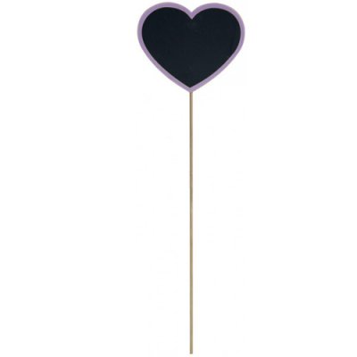 Décoration de Table Mariage  - 6 coeurs marque-places lilas ardoise sur pique : illustration