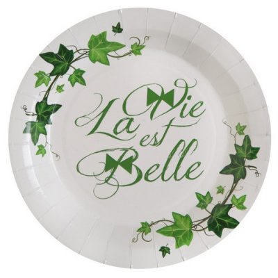 Dcoration de Fte, Anniversaire, Mariage, Baptme  - Assiettes jetables La Vie est Belle : illustration