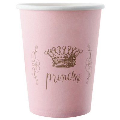 Décoration de Baptême  - Gobelets en carton Princesse rose pastel : illustration