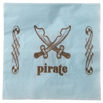 Décoration de Baptême  - 20 serviettes de table Pirate bleu ciel : illustration