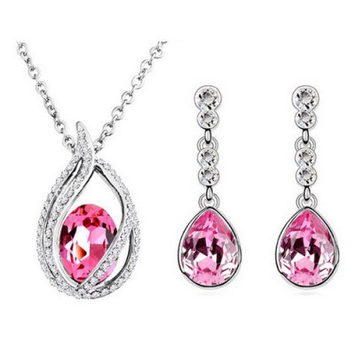 Bijoux de Mariage  - Parure de mariage cristal fuchsia ton argent : illustration