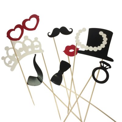 Dcoration de Salle de Mariage  - 12 accessoires Photobooth sur pique : illustration
