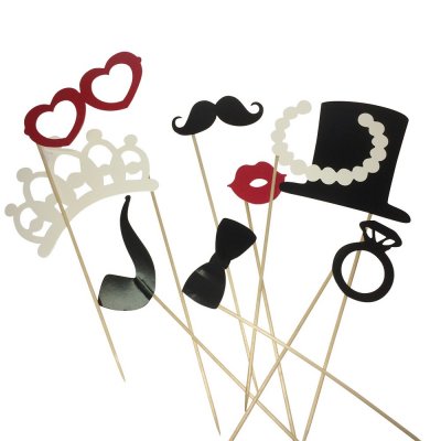 Dcoration de Table Mariage  - 12 accessoires Photobooth sur pique : illustration