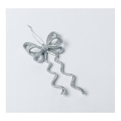 Decoration Mariage  - Suspension noeud argent  paillettes : illustration