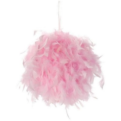 Dcoration de Salle  - Boule pompons de plumes rose 40 cm : illustration