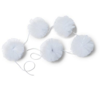 Dco de table Baptme  - Guirlande de pompons en tulle blanc : illustration