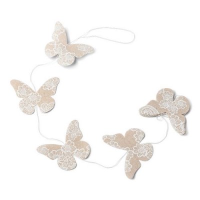 Decoration Mariage  - Guirlande papillons en lin naturel gypsy : illustration