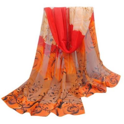 Mariage et Accessoires  - Foulard charpe tole dgrad rouge / orange / noir : illustration