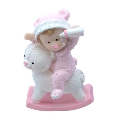 Dcoration de Baptme  - Sujet Figurine Bapteme Bb fille sur cheval  bascule : illustration