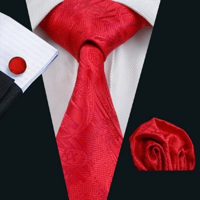 ARCHIVES  - Cravate Rouge Boutons de Manchette Pochette : illustration