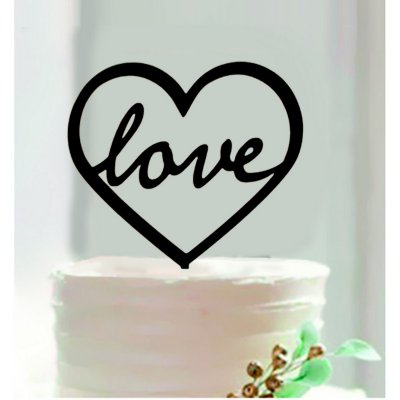 Dcoration de Table Mariage  -  Dcor  gteau mariage Love dans coeur noir : illustration