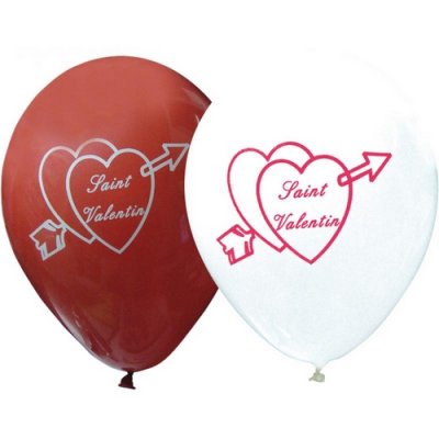 Dcoration de Fte, Anniversaire, Mariage, Baptme  - 10 ballons de Saint-Valentin rouge / blanc : illustration
