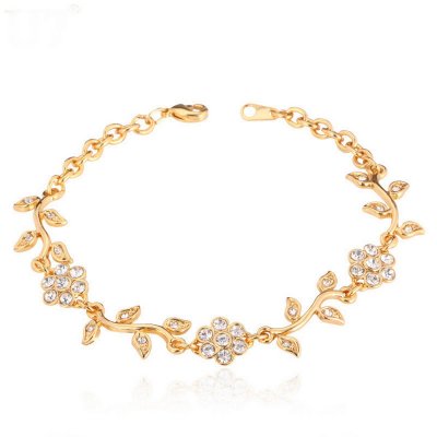 Accessoires De Mariage  - Bracelet bijoux mariage cristal clair métal doré : illustration