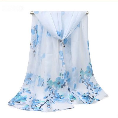 ARCHIVES  - Foulard Etole charpe floral imprim bleu dgrad  : illustration