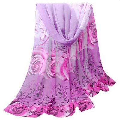 Etoles mariage et foulards  - Etole mariage imprim pourpre dgrade rose  : illustration