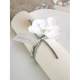 6 tiges d'orchide blanche en tissu : illustration