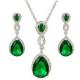 Parure Bijoux Mariage Ton Argent Zirconium Vert Emeraude  : illustration