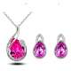 Parure de bijoux cristal rose fuchsia ton argent : illustration