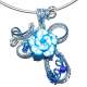 Collier Bijoux Artisanal Ton Argent Fleur Bleue / ... : illustration