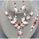 Parure de Bijoux Mariage Ton Argent Cristal Rouge ... : illustration