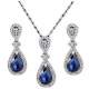 Parure Mariage Bijoux Femme Cristal Bleu Royal 