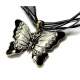 Pendentif mtal argent papillon mail noir cristal  : illustration