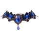 Choker gothique satin bleu et dentelle noir cristal ... : illustration