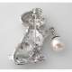 Broche chat argent rhodi cristal  : illustration