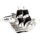 Boutons de manchette mtal argent - Bateau de pirate : illustration