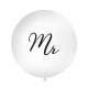 Ballon de baudruche gant 1 m blanc imprim Mr noir : illustration