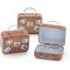5 Boîtes dragées mini valises en métal marron  : illustration