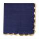 16 serviettes Festonnes en papier bleu et or : illustration