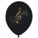 8 Ballons musique - 23 cm - Noir et or -  Disque d'Or : illustration