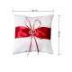 Coussin mariage blanc et satin rouge coeur strass : illustration